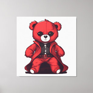 Cute teddy red boy canvas print