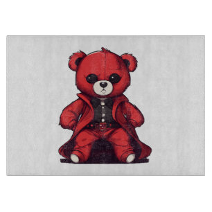 Cute teddy red boy cutting board