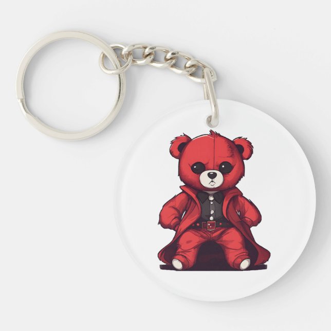 Cute teddy red boy keychain (Front)