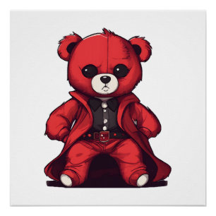Cute teddy red boy poster