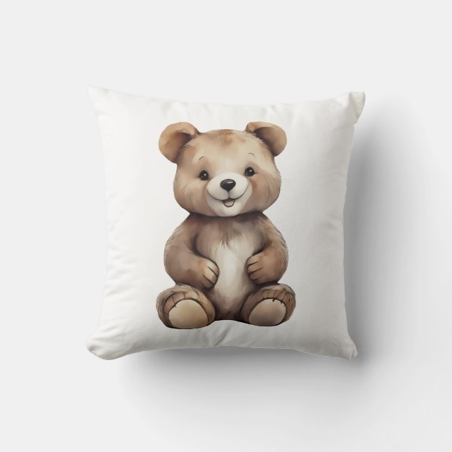 Cute Teddy Throw Pillow (Front)