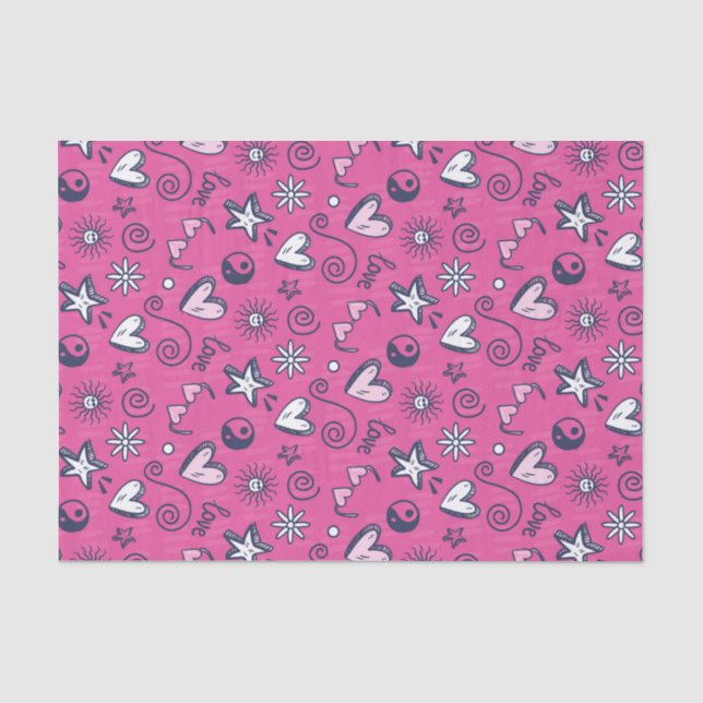 Cute Teen Love Doodle Pattern Valentine's Day Tissue Paper (Front)
