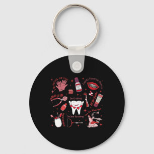 Cute Teeth Dental Squad Crew Valentine Day Ortho B Keychain