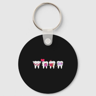 Cute Teeth Heart Valentines Dental Hygienist Denti Keychain
