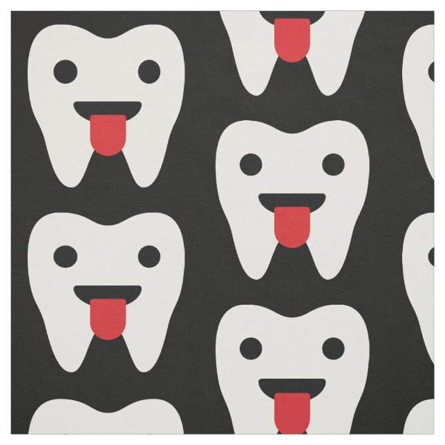 Cute Teeth Hearts Pattern Fabric (Swatch)