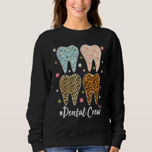 Cute Teeth Leopard Dental Crew Bunny Ears Easter D Sweatshirt