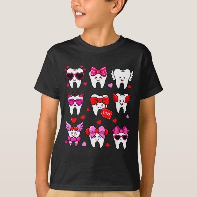 Cute Teeth Love Valentine's Day Dental  T-Shirt (Front)