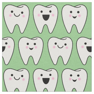 Cute Teeth Tooth Fairy Dentist Dental Green Fabric