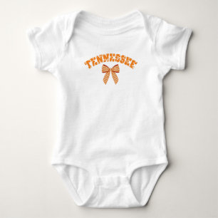 Cute Tennessee Orange Kids Bow Chequered Baby Bodysuit