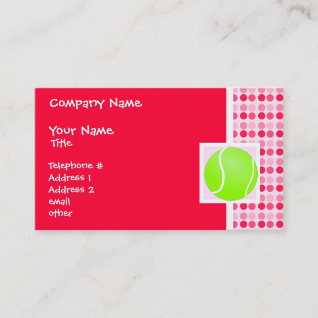 Cute Tennis Ball Business Card (Front)