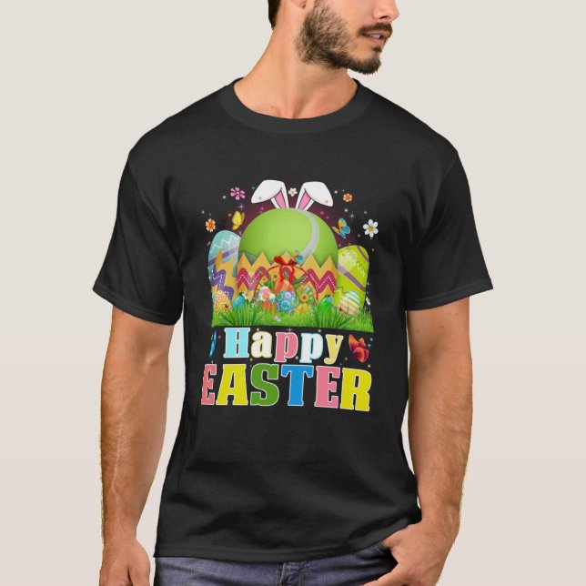 Cute Tennis Ball Hatched From Egg Easter Day Men B T-Shirt (Front)