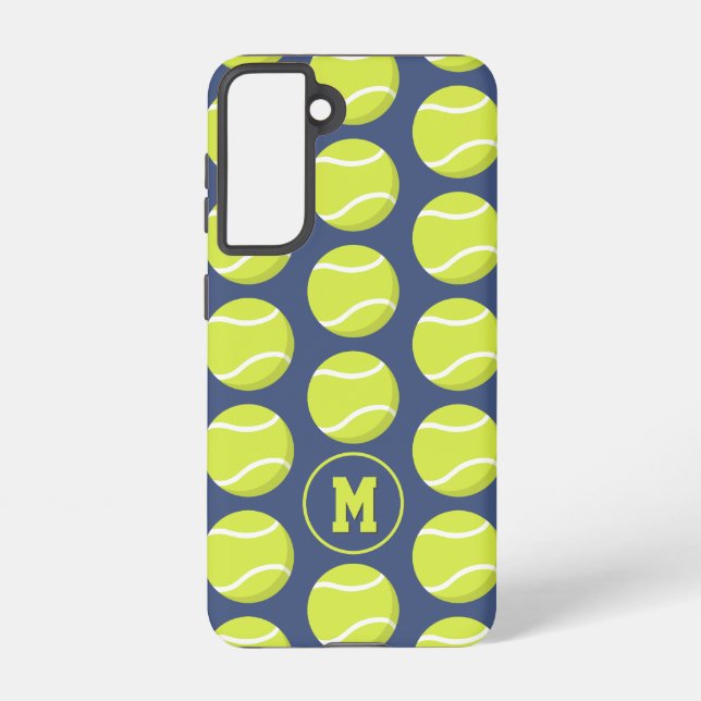 cute tennis balls pattern monogrammed samsung galaxy s21 case (Back)