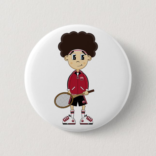 Cute Tennis Boy Badge 2 Inch Round Button (Front)