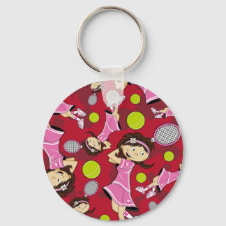 Cute Tennis Girl Keychain
