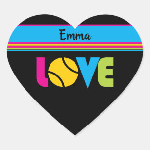 Cute Tennis  LOVE - custom name   Heart Sticker