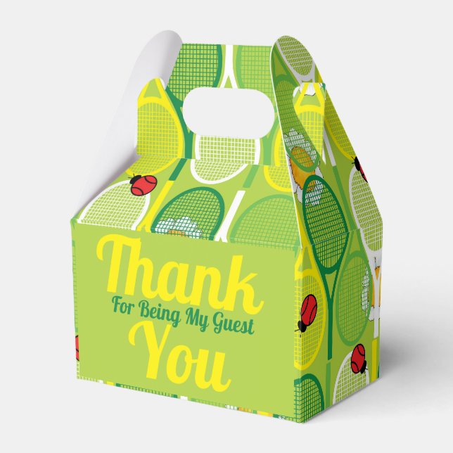Cute tennis rackets with ladybirds favor box (Front Side)