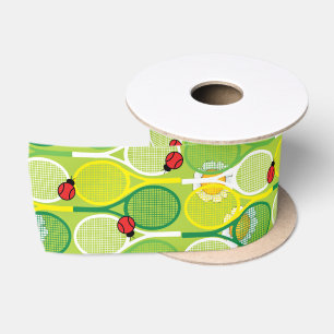 Cute tennis rackets with ladybirds satin ribbon