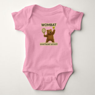 Cute Tennis Wombat Design-Funny Australian Animal Baby Bodysuit