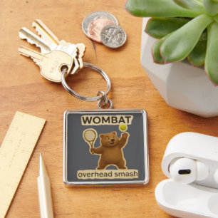 Cute Tennis Wombat Design-Funny Australian Animal Keychain