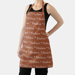 Cute terracotta custom name text monogram pattern apron