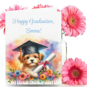 Cute Terrier Dog Happy Graduation Card