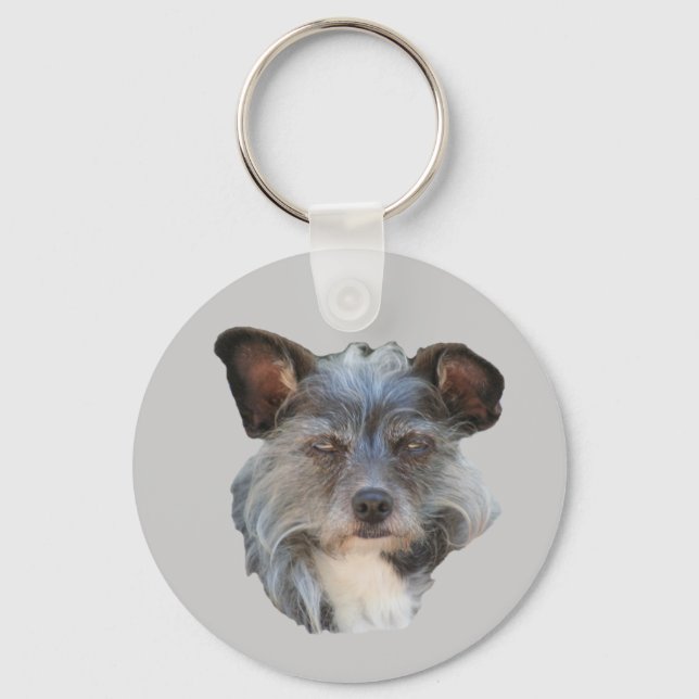 Cute Terrier Mixed Breed Mutt Dog Keychain (Front)