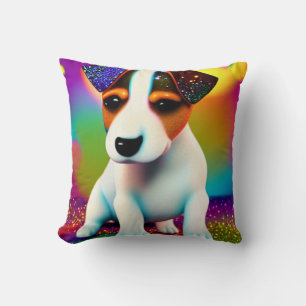 Cute Terrier Puppy Sparkle Close-Up Throw Pillow