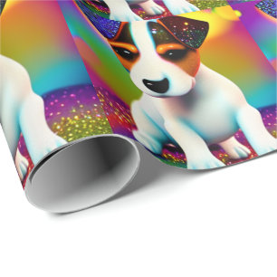 Cute Terrier Puppy Sparkle Close-Up  Wrapping Paper