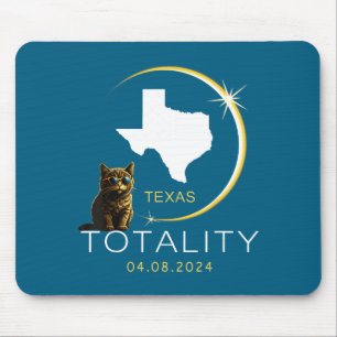 Cute Texas Total Solar Eclipse Cat Mouse Pad