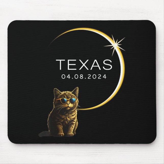 Cute Texas Total Solar Eclipse Cat Mouse Pad (Front)