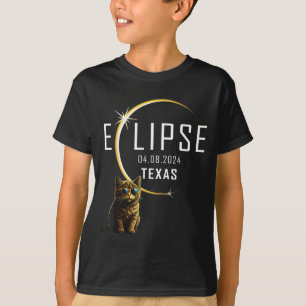 Cute Texas Total Solar Eclipse Cat T-Shirt