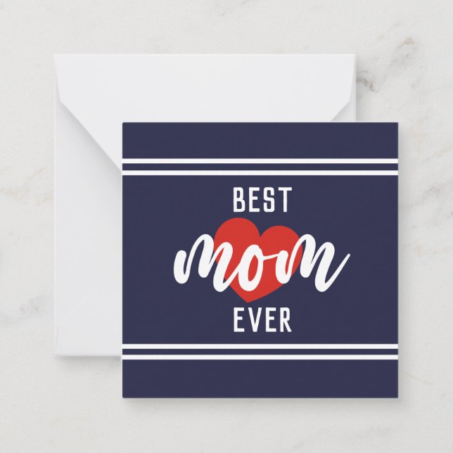 Cute Text Best Mom Ever With Heart  Card (Back)