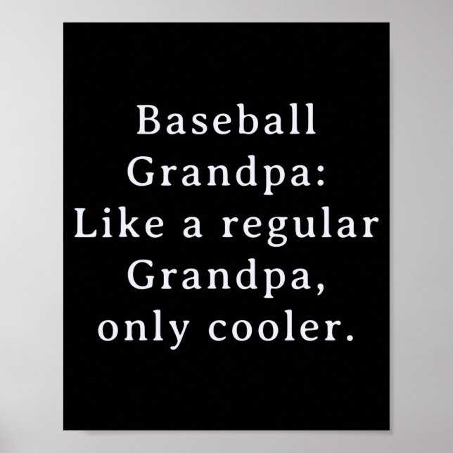 Cute Text Funny Grandpa Baseball Poster (Front)