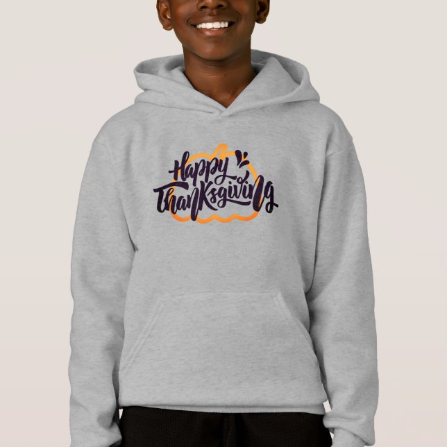 Cute Text on pumpkin for Thanksgiving Hoodie (Front)