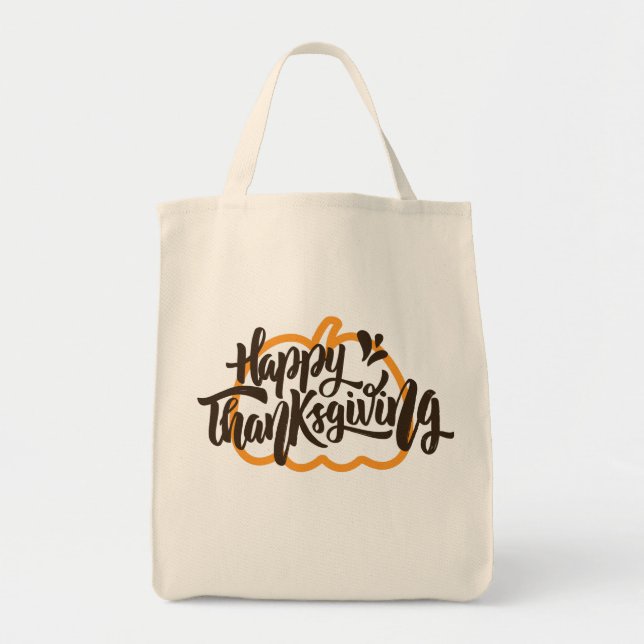 Cute Text on pumpkin for Thanksgiving  Tote Bag (Front)