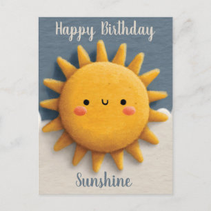 Cute Textured Sun with a Smiling Face and Text Postcard