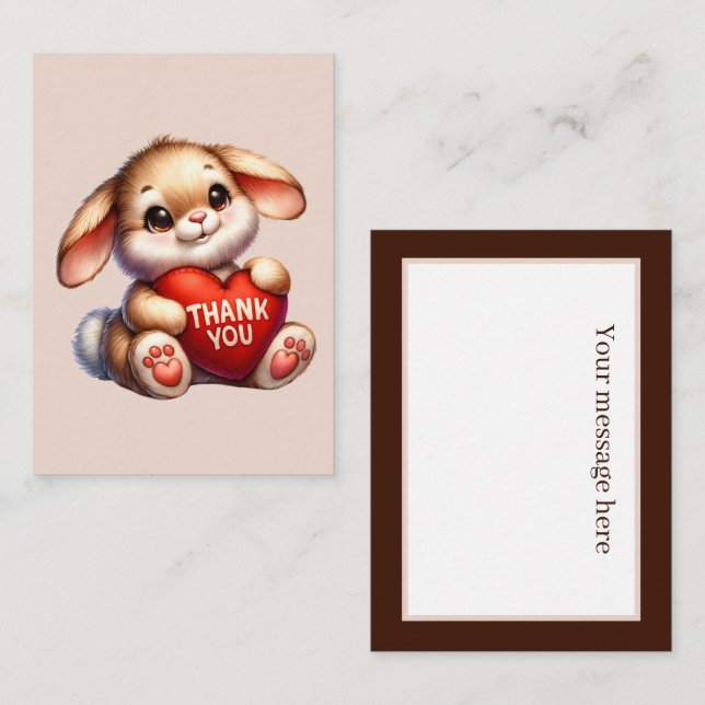 Cute thank you add message bunny card (Front/Back)