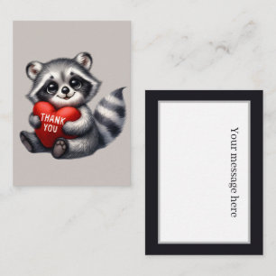 Cute thank you add message raccoon  card