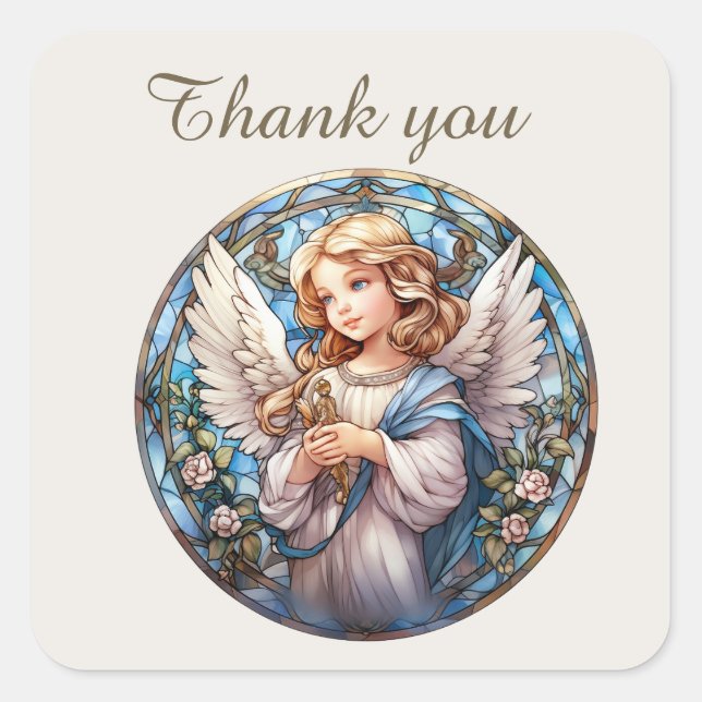 Cute thank you Angel  Square Sticker (Front)