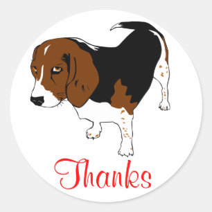Cute Thank You  Beagle Puppy Dog Greeting Stickers