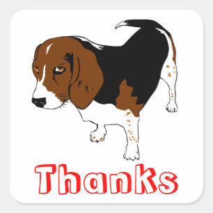 Cute Thank You  Beagle Puppy Dog Greeting Stickers