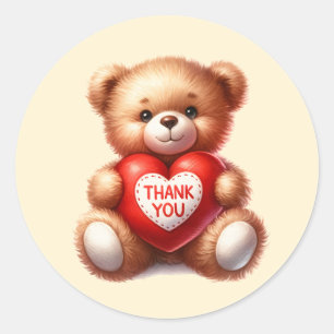 Cute Thank you bear  Classic Round Sticker