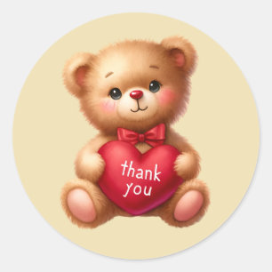 Cute Thank you bear Classic Round Sticker
