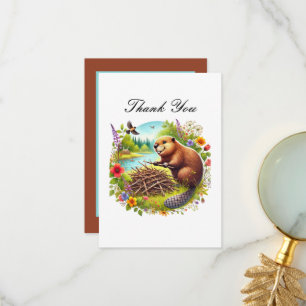 Cute thank you beaver Notecard