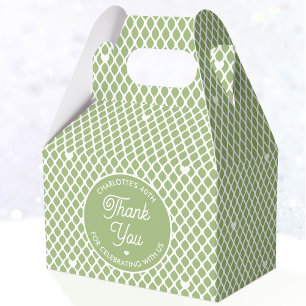Cute Thank You Birthday Name Any Age Green Modern Favor Box