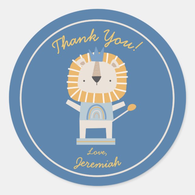Cute Thank You Birthday Party Lion Sticker (Front)