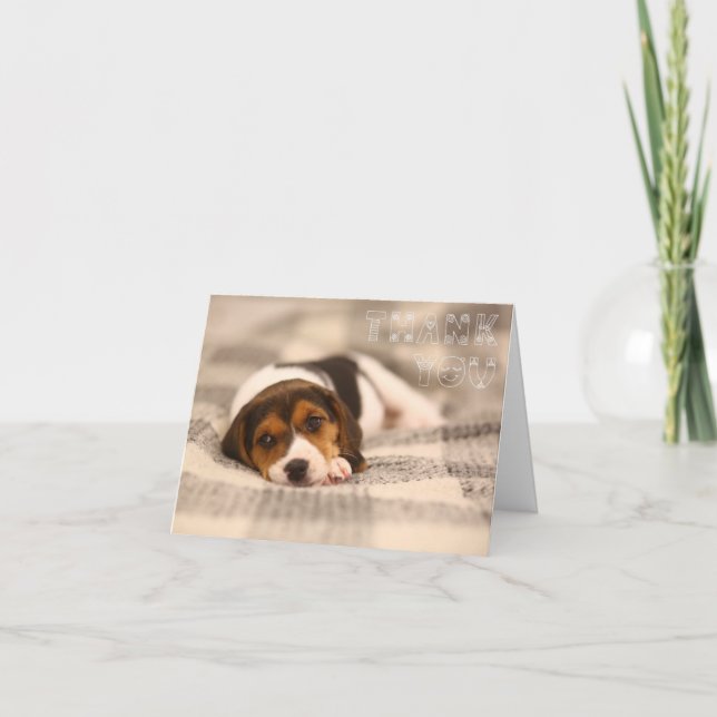 Cute Thank You Card with Beagle Puppy (Front)