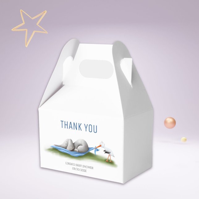 Cute Thank You Elephant Baby Shower Favor Box (Creator Uploaded)