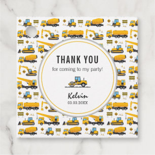 Cute Thank You Favour Tags Construction Truck Them
