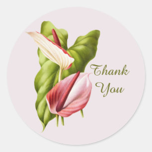 Cute thank you flowers  classic round sticker